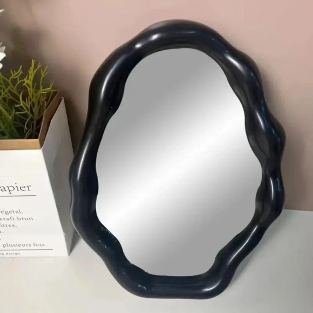 Black irregular frame vanity table top mirror 10”x8” wall mirror